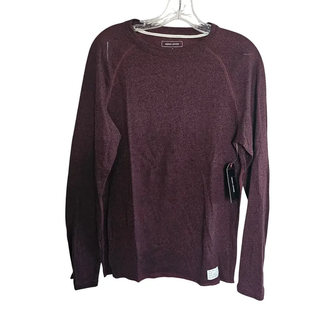 Adam Levine Men's Long Sleeve Top wRaw Hem Cranberry Black, Size Small - NEW